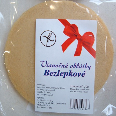 Vianočné oblátky bezlepkové 50g / 0,75 € s DPH 